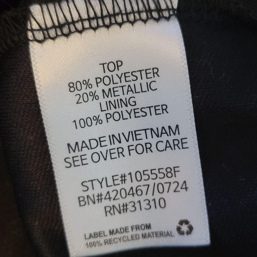 SALE NWT Brannan Metallic Floral Peplum Blouse Long Sheer Sleeve Tie Back M - Picture 12 of 13